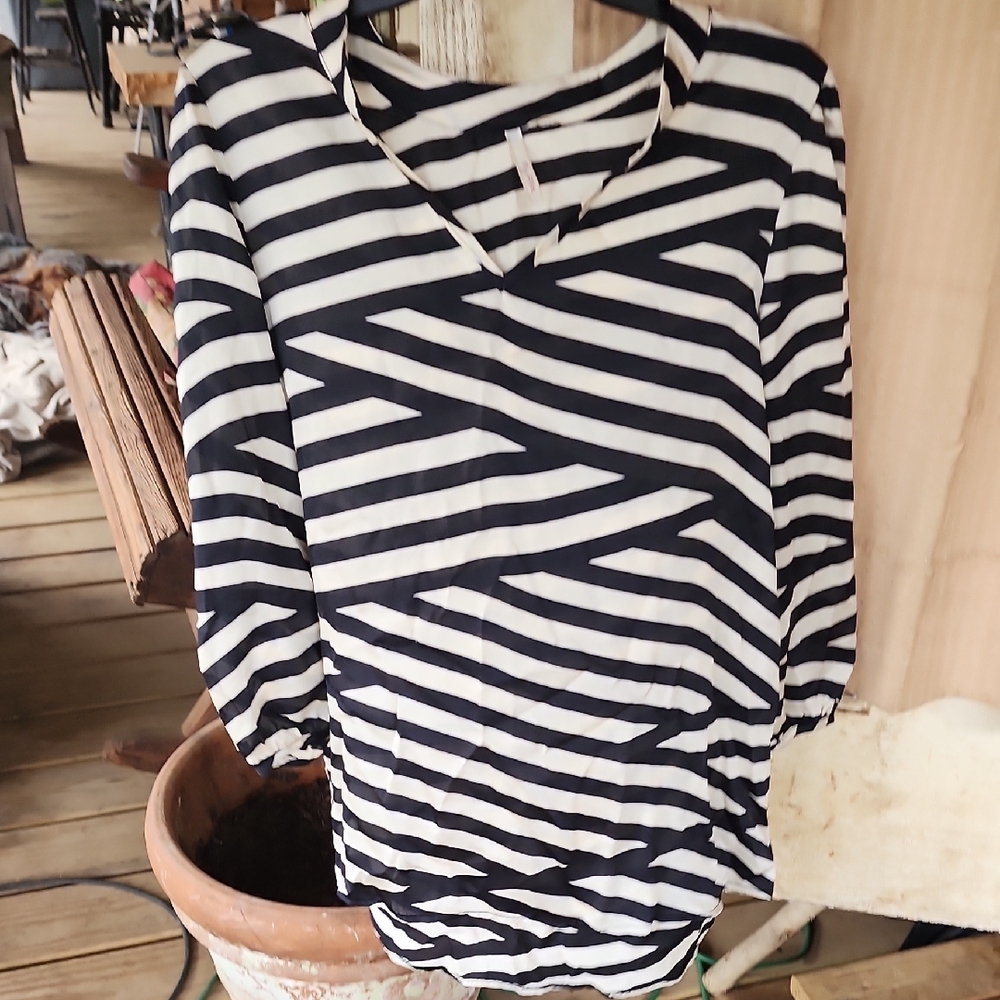 Striped Black and White Women's Top